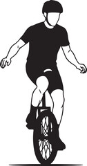 Black and white silhouette of a cyclist riding a bicycle with a helmet also transparent background © mHs