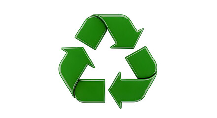 Obraz premium A green recycling symbol made of three arrows isolated on transparent background