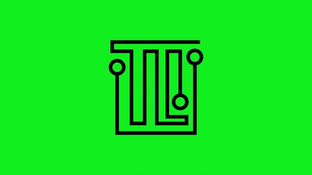 abstract tech technology network logo animation green screen video footage 