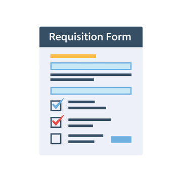 modern requisition form template with checkboxes and fields flat design vector illustration