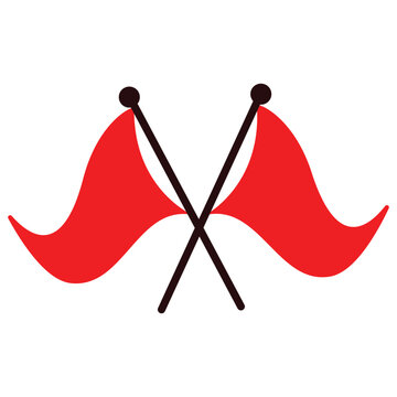 Two red flags icon silhouette vector flat illustration design on a white background