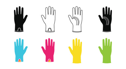 Fototapeta premium Collection of colorful and monochrome hand illustrations depicting various gloves