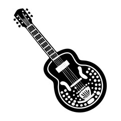 Fototapeta premium resonator guitar musical instrument icon silhouette illustration for blues folk and acoustic music design