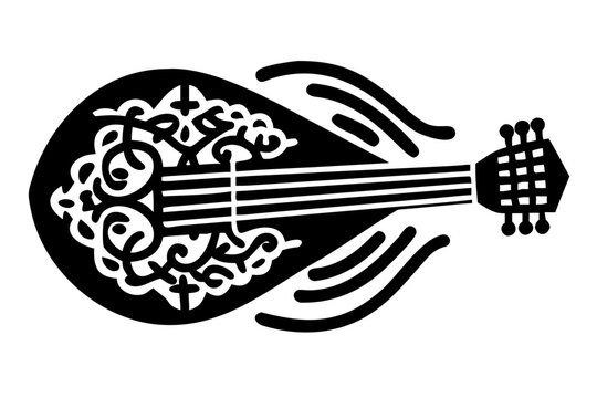 oud musical instrument silhouette illustration for middle eastern music traditional and acoustic design