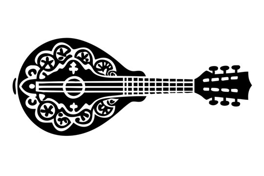 mandola musical instrument silhouette illustration for folk music acoustic and traditional design