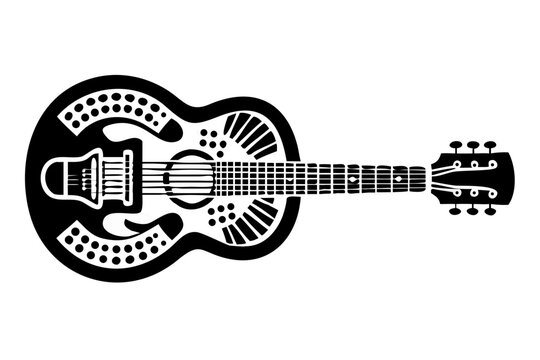 resonator guitar musical instrument silhouette illustration for blues folk and acoustic music design