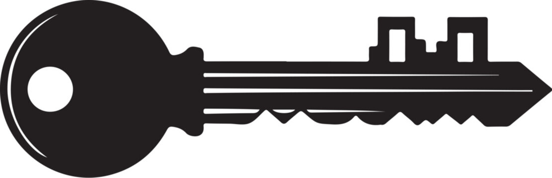 Black skeleton key with teeth and hole