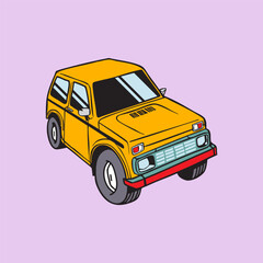Soviet off-road car illustration. Trendy vector illustration.