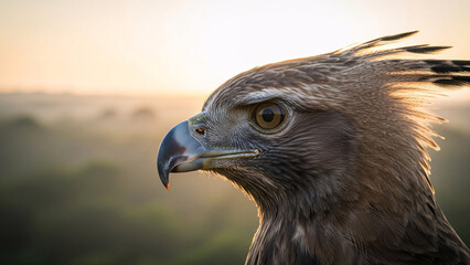 Fototapeta premium Regal Wild Eagle Close-up in Golden Hour Light