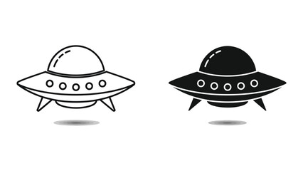 Contrast between a light and dark depiction of a flying saucer or ufo craft ©  afiyastock