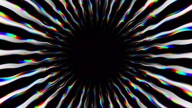 Colorful wave gradient loop animation, vivid abstract spiral line light burst radiant colors, geometric diagonal lines patterns motion background with gravitational waves galaxy universe motion. 4K