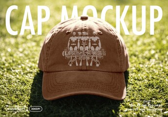 Sunny Baseball Cap Mockup with Front Embroidery
