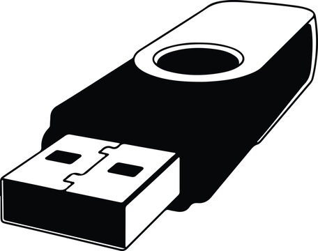 Silhouette USB flash drive data storage memory icon technology design vector