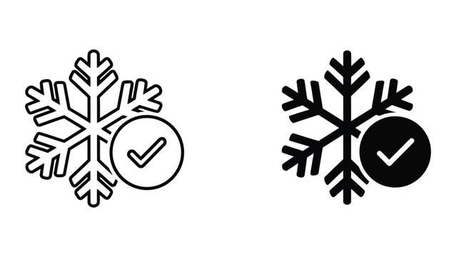 Comparison of snowflake icons with checkmark indicators in different styles