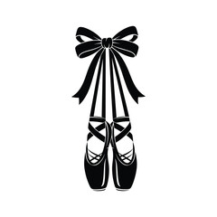 Black Silhouette Ballet Slippers with Ribbon Bow on White Background © Shahriyar Rubel