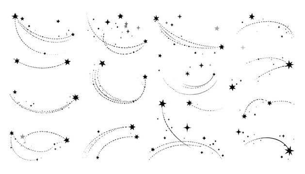 Shooting Stars and Meteor Trails Illustration.