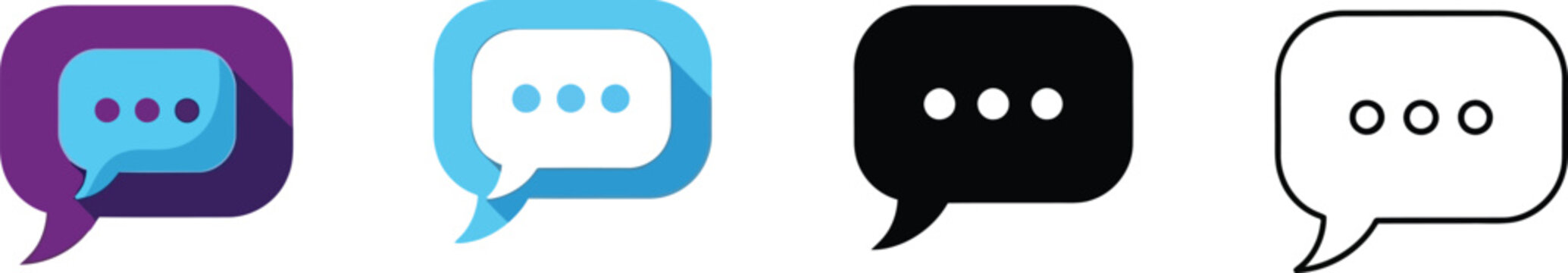 Modern vector speech bubble icons with ellipsis designed in various styles perfect for messaging apps online chat and user interface design