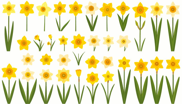 Daffodils Flowers Pattern Yellow Blooming Floral.