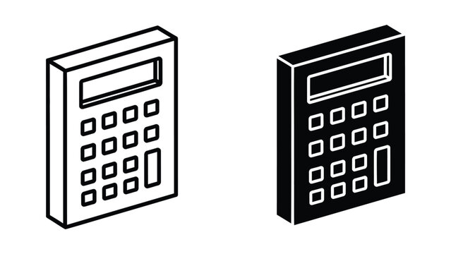 Two different styles of basic pocket calculators displayed side by side in monochrome