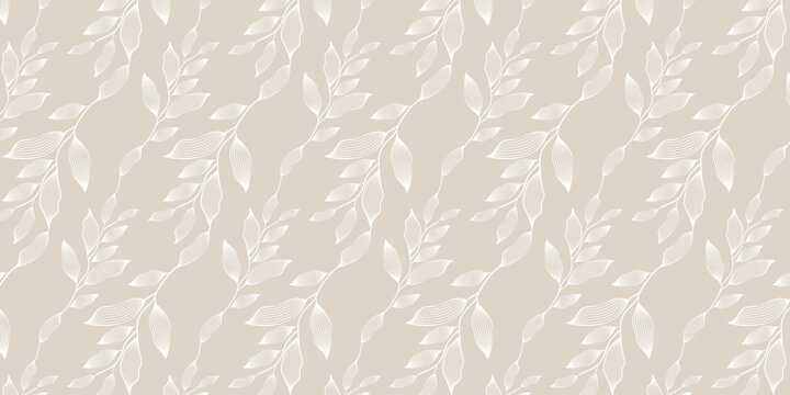 Pale green leafy pattern with white leaves on soft sage background