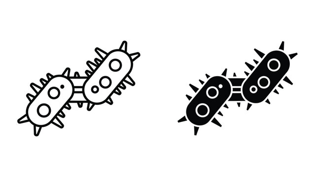 Illustration of bacterial cells undergoing binary fission and clustering together