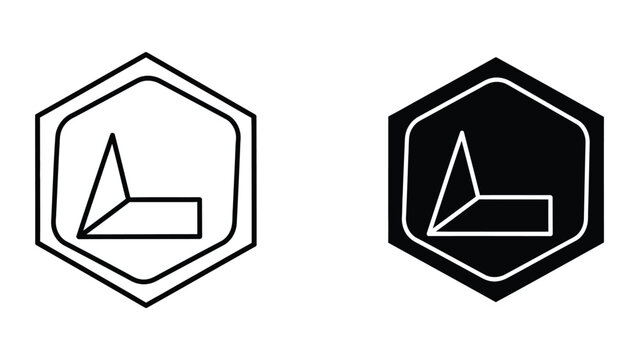 Contrasting geometric logo designs with hexagonal frame and internal triangular shapes.