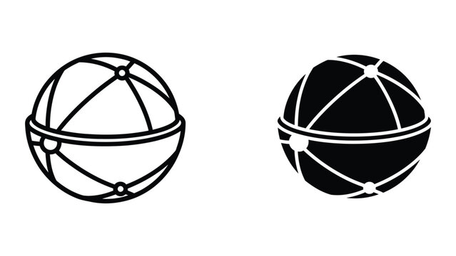 Dual representation of a spherical geometric structure with great circles and vertices highlighted