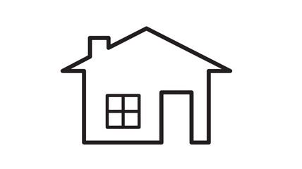 Fototapeta premium House icon with chimney and window, a simple outline symbolizing home and residence, perfect for real estate.