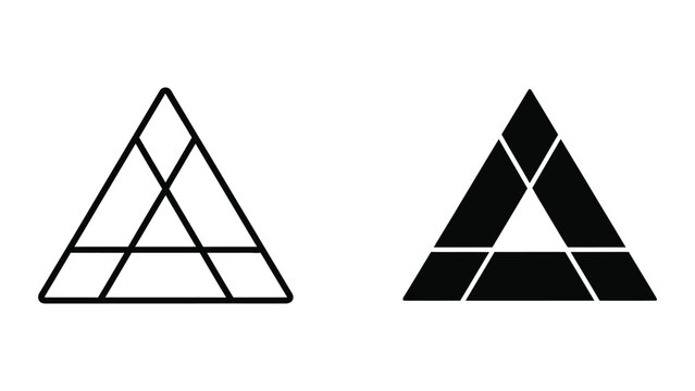 Triangular fractal patterns composed of smaller triangles in contrasting styles