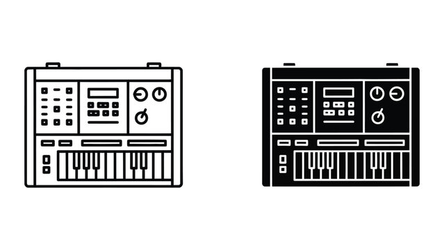 Comparison of vintage electronic music synthesizers with different color schemes