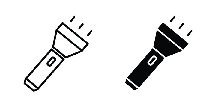 Two flashlights facing opposite directions with light beams shining outward