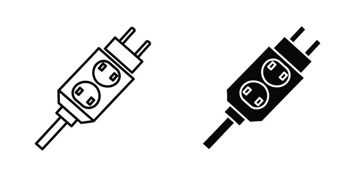Two different types of power adapter plugs with dual sockets shown side by side