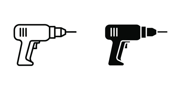 Contrast of a white and black power drill icon design.