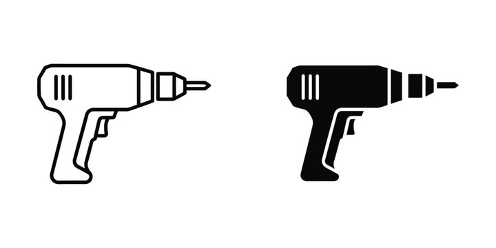Contrast between outlined and filled power drill icons