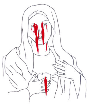 Le Sacr&eacute;-C&oelig;ur de Marie. La Vierge aux larmes de sang