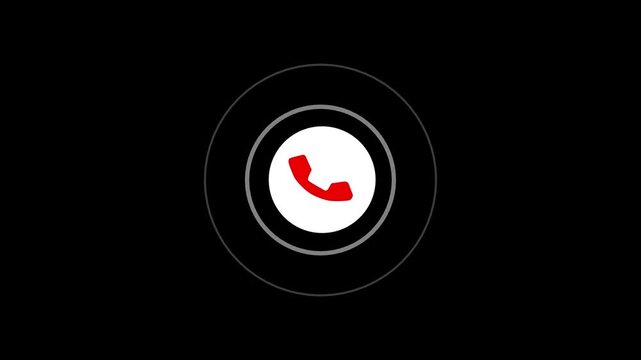 Smart phone call ring icon animation with isolated black background. Motion graphics of call concept
