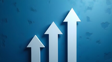 Fototapeta premium Abstract Upward Arrows Symbolizing Growth and Progress on a Blue Background with Textured Surface