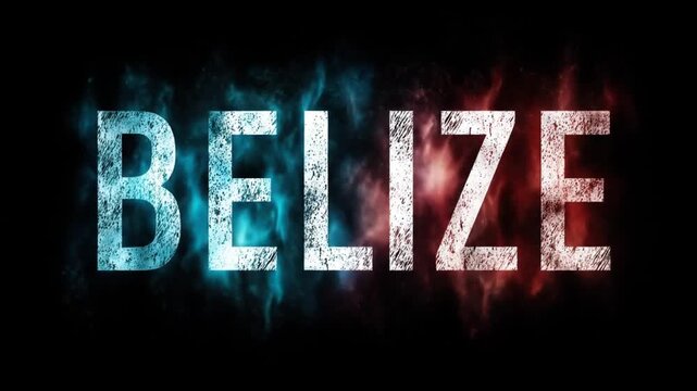 Graphic with the country's name, rendered in a bold, textured font with blue/red smoke effects
