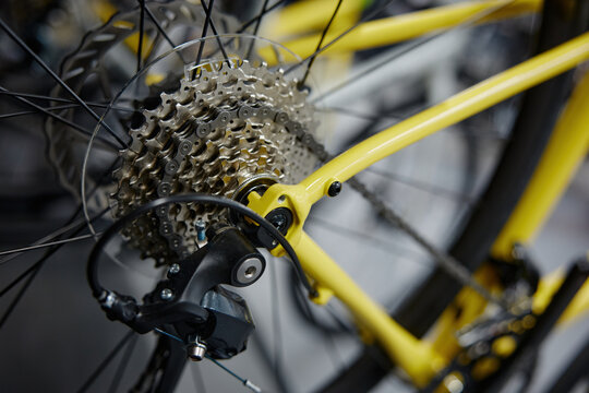 Detailed view of bicycle transmission system