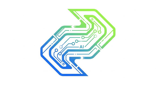 A vector graphic illustration of an AI circuit board logo design