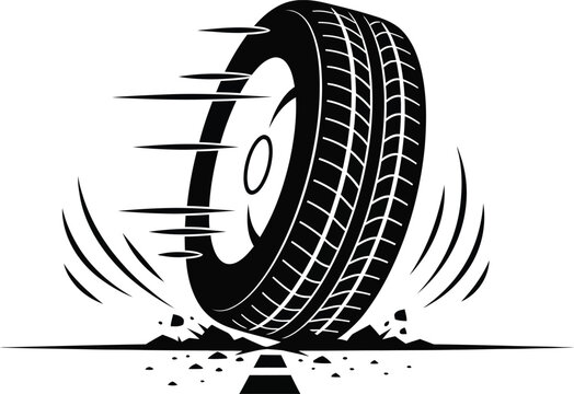 Dynamic tire generating friction and movement on a road surface
