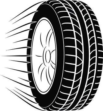 A black tire with treads designed for optimal road traction and safety