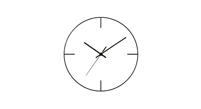A minimalist clock face on a transparent background with a sleek design