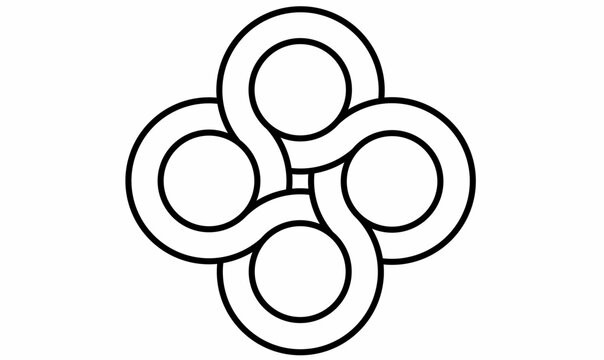 Interlocking circles design icon. Clean line art,outline style, smooth curves, ideal for logos, symbols, branding, ornaments, and abstract concepts, logo, symbol. vector