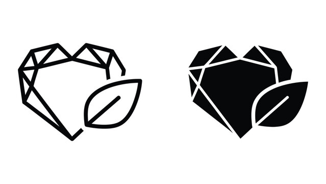 Contrasting geometric and solid black leaf shapes with crystalline structures