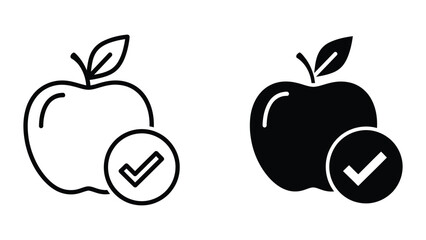 Comparison of a light and dark apple icon with approval checkmarks © MDMAROM