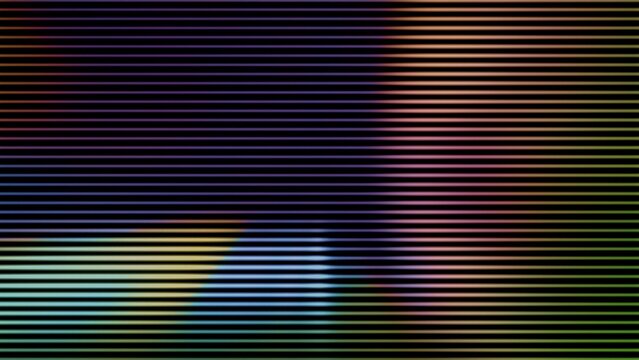 Abstract digital scanline background, colorful horizontal stripes, glitched monitor screen texture, retro futuristic tech pattern for video overlay and web design