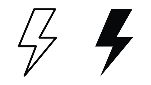 Comparison of a thin and bold lightning bolt symbol in black and white