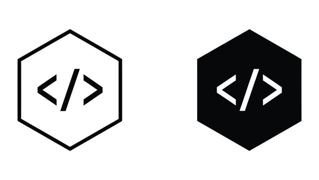 Contrast between light and dark versions of a code snippet icon in hexagonal shape