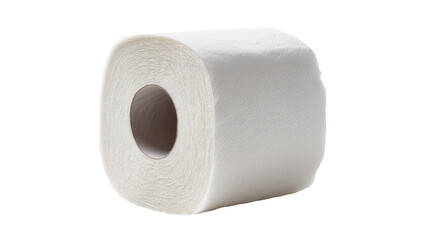 Fototapeta premium Soft white toilet paper roll with textured surface, isolated on transparent background